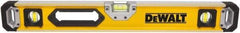 DeWALT - 72" Long 3 Vial Box Beam Level - Aluminum, Yellow - Exact Tool & Supply