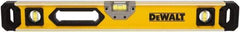 DeWALT - Magnetic 48" Long 3 Vial Box Beam Level - Aluminum, Yellow - Exact Tool & Supply