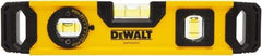 DeWALT - Magnetic 9" Long 2 Vial Torpedo Level - Aluminum, Yellow - Exact Tool & Supply