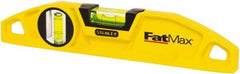 Stanley - 2 Vial, 9" Aluminum Die Cast Torpedo Level - Magnetic, Yellow - Exact Tool & Supply