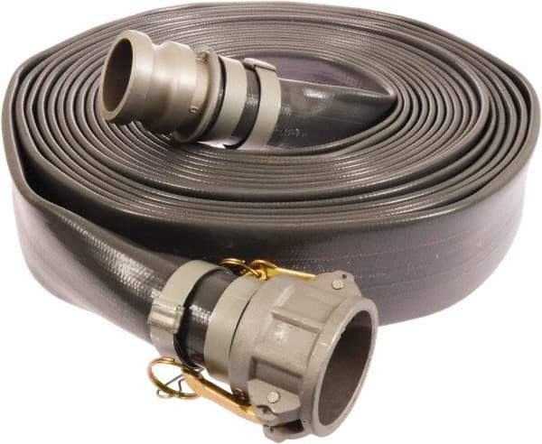 Continental ContiTech - 6" ID x 6.38 OD, 35 Working psi, Gray Pliovic Hose, Lays Flat - 25' Long, -10 to 150°F - Exact Tool & Supply