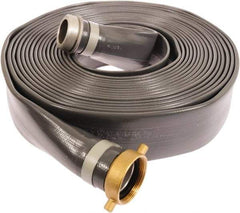 Continental ContiTech - 4" ID x 4.33 OD, 45 Working psi, Gray Pliovic Hose, Lays Flat - 50' Long, -10 to 150°F - Exact Tool & Supply