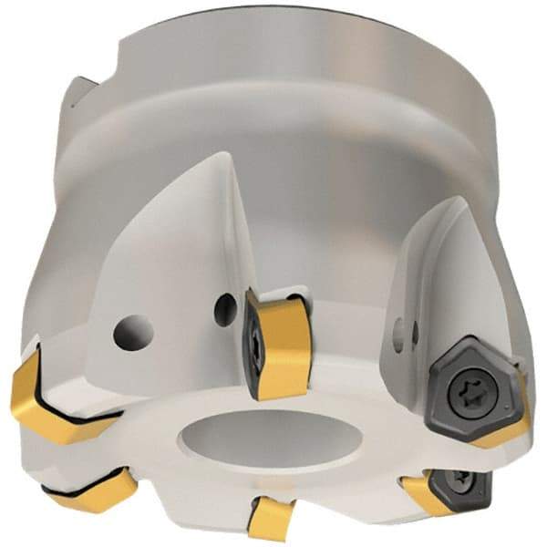 Iscar - 5 Inserts, 2" Cutter Diam, 0.059" Max Depth of Cut, Indexable High-Feed Face Mill - 3/4" Arbor Hole Diam, 0.312" Keyway Width, 1.5" High, FF FWX Toolholder, H600 WXCU 0.. Inserts, Series Helido - Exact Tool & Supply