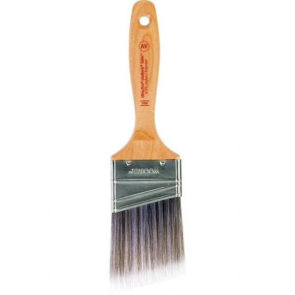 Wooster Brush - 2-1/2" Angled Nylon/Polyester Varnish Brush - 2-15/16" Bristle Length, 6-1/2" Maple Beavertail Handle - Exact Tool & Supply