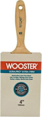 Wooster Brush - 4" Flat Synthetic Wall Brush - 3-15/16" Bristle Length, 6-1/4" Maple Beavertail Handle - Exact Tool & Supply