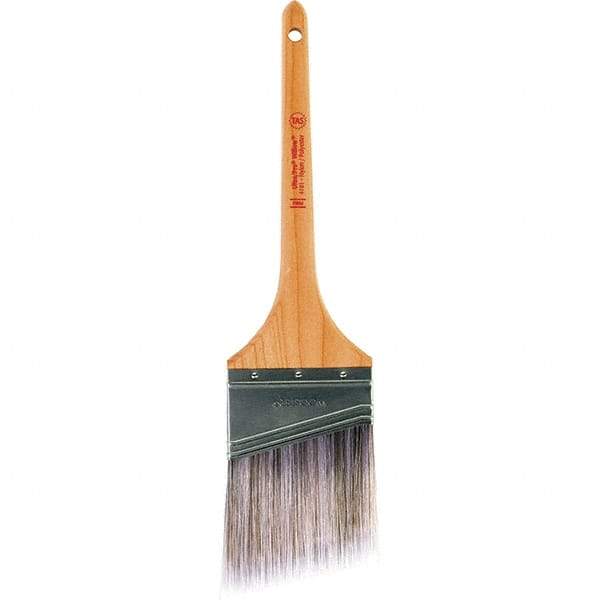 Wooster Brush - 3" Angled Nylon/Polyester Sash Brush - 2-15/16" Bristle Length, 8" Maple Rattail Handle - Exact Tool & Supply