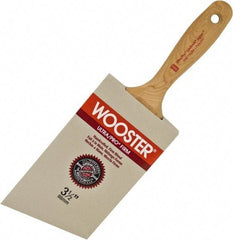 Wooster Brush - 3-1/2" Angled Nylon/Polyester Wall Brush - 3-7/16" Bristle Length, 5-3/4" Maple Beavertail Handle - Exact Tool & Supply