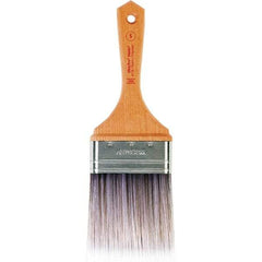 Wooster Brush - 3" Flat Nylon/Polyester Varnish Brush - 3-7/16" Bristle Length, 5-1/2" Maple Beavertail Handle - Exact Tool & Supply