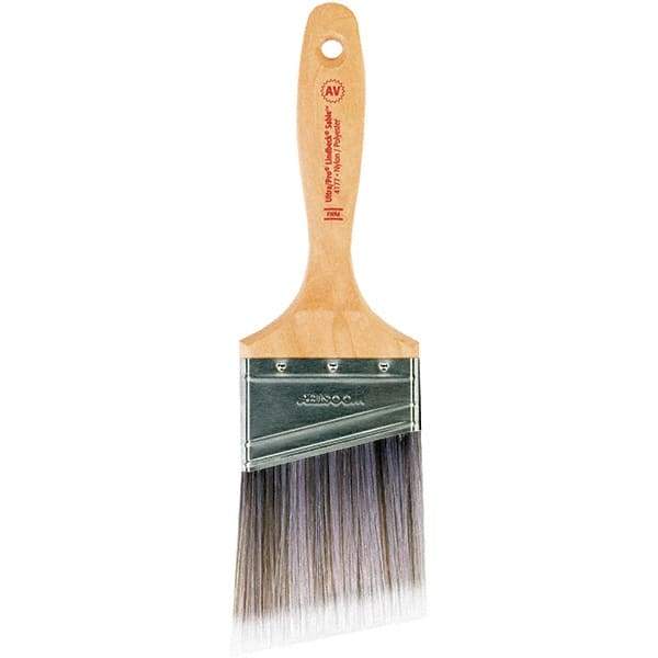 Wooster Brush - 3" Angled Nylon/Polyester Varnish Brush - 3-3/16" Bristle Length, 6-1/2" Maple Beavertail Handle - Exact Tool & Supply