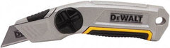 DeWALT - Fixed Utility Knife - 2-1/2" Bi-Metal Blade, Yellow & Silver Metal Handle, 1 Blade Included - Exact Tool & Supply