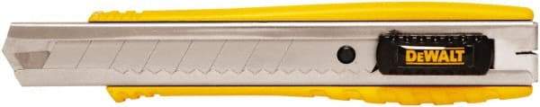 DeWALT - Snap Utility Knife - 1/4" Carbon Steel Blade, Yellow & Silver Plastic/Stainless Steel Handle, 1 Blade Included - Exact Tool & Supply