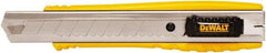 DeWALT - Snap Utility Knife - 1/4" Carbon Steel Blade, Yellow & Silver Plastic/Stainless Steel Handle, 1 Blade Included - Exact Tool & Supply