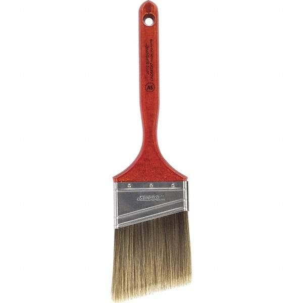 Wooster Brush - 3" Angled Nylon/Polyester Sash Brush - 3-3/16" Bristle Length, 7-3/16" Wood Fluted Handle - Exact Tool & Supply