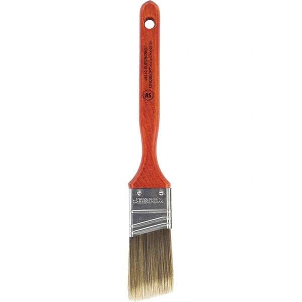 Wooster Brush - 1-1/2" Angled Nylon/Polyester Sash Brush - 2-7/16" Bristle Length, 7-3/16" Wood Fluted Handle - Exact Tool & Supply
