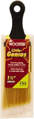 Wooster Brush - 1-1/2" Flat Synthetic General Purpose Paint Brush - 2-3/16" Bristle Length, 2-1/2" Plastic Short Handle - Exact Tool & Supply