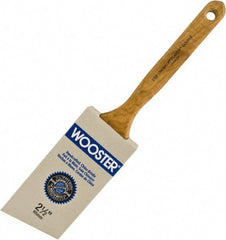 Wooster Brush - 2-1/2" Angled Hog Sash Brush - 2-11/16" Bristle Length, 7-7/8" Maple Fluted Handle - Exact Tool & Supply