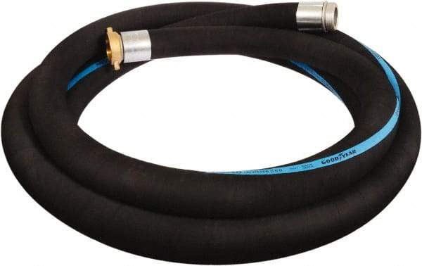 Alliance Hose & Rubber - 1-1/2" ID x 1.87 OD, 150 Working psi, Black Synthetic Rubber Water & Discharge Hose - Male x Female NPSH Ends, 20' Long, -25 to 200°F - Exact Tool & Supply