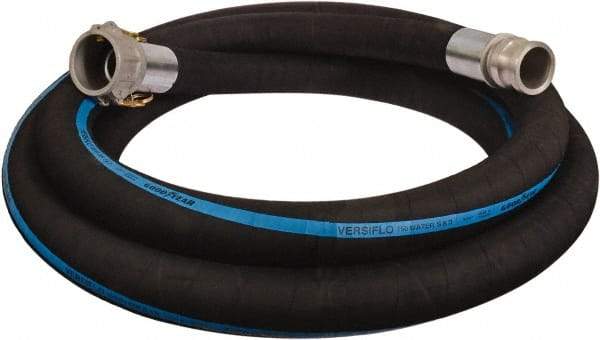 Alliance Hose & Rubber - 2" ID x 2.39 OD, 150 Working psi, Black Synthetic Rubber Water & Discharge Hose - Male x Female Camlock Ends, 20' Long, -25 to 200°F - Exact Tool & Supply