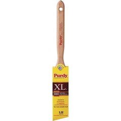 Purdy - 1-1/2" Angled Synthetic Trim Brush - 2-7/16" Bristle Length, 2-7/16" Wood Fluted Handle - Exact Tool & Supply