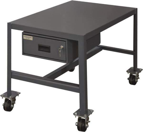 Durham - Machine Work Table with Drawer - Steel, Gray, 24" Long x 18" Deep x 24" High - Exact Tool & Supply