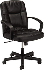 Basyx - 38-3/4" High Executive Mid Back Chair - 25" Wide x 34-1/2" Deep, Leather Seat, Black - Exact Tool & Supply