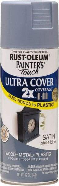 Rust-Oleum - Slate (Color), Satin, Enamel Spray Paint - 8 Sq Ft per Can, 12 oz Container, Use on Multipurpose - Exact Tool & Supply