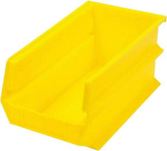 Triton - 14-3/4" Deep, Yellow Polypropylene Hopper Stacking Bin - 7" High x 8-1/4" Wide x 14-3/4" Long - Exact Tool & Supply