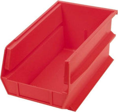 Triton - 14-3/4" Deep, Red Polypropylene Hopper Stacking Bin - 7" High x 8-1/4" Wide x 14-3/4" Long - Exact Tool & Supply
