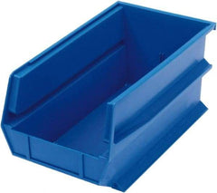 Triton - 14-3/4" Deep, Blue Polypropylene Hopper Stacking Bin - 7" High x 8-1/4" Wide x 14-3/4" Long - Exact Tool & Supply