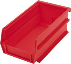Triton - 7-3/8" Deep, Red Polypropylene Hopper Stacking Bin - 3" High x 4-1/8" Wide x 7-3/8" Long - Exact Tool & Supply
