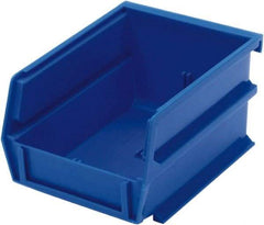 Triton - 5-3/8" Deep, Blue Polypropylene Hopper Stacking Bin - 3" High x 4-1/8" Wide x 5-3/8" Long - Exact Tool & Supply