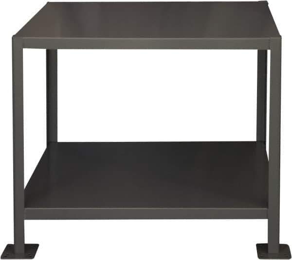 Durham - 48 Wide x 24" Deep x 30" High, Steel Machine Work Table - Flat Top, Rounded Edge, Fixed Legs, Gray - Exact Tool & Supply