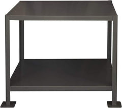 Durham - 48 Wide x 24" Deep x 30" High, Steel Machine Work Table - Flat Top, Rounded Edge, Fixed Legs, Gray - Exact Tool & Supply
