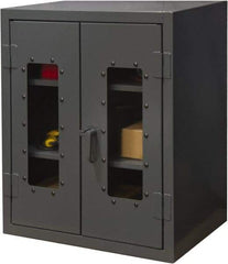 Durham - 2 Shelf Visible Storage Cabinet - Steel, 36" Wide x 20" Deep x 36" High, Gray - Exact Tool & Supply