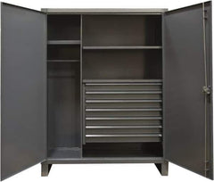 Durham - 3 Shelf Combination Storage Cabinet - Steel, 60" Wide x 24" Deep x 78" High, Gray - Exact Tool & Supply