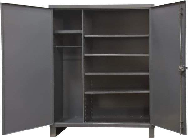 Durham - 5 Shelf Combination Storage Cabinet - Steel, 36" Wide x 24" Deep x 78" High, Gray - Exact Tool & Supply