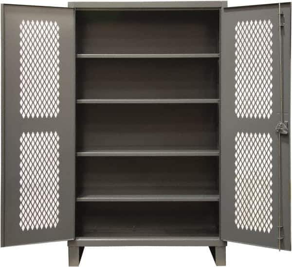 Durham - 4 Shelf Locking Storage Cabinet - Steel, 60" Wide x 24" Deep x 78" High, Gray - Exact Tool & Supply