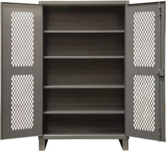 Durham - 4 Shelf Locking Storage Cabinet - Steel, 60" Wide x 24" Deep x 78" High, Gray - Exact Tool & Supply