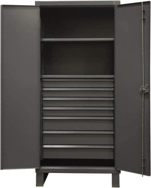 Durham - 2 Shelf Locking Storage Cabinet - Steel, 36" Wide x 24" Deep x 78" High, Gray - Exact Tool & Supply