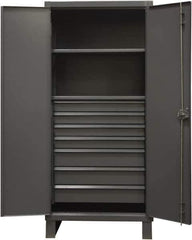 Durham - 2 Shelf Locking Storage Cabinet - Steel, 36" Wide x 24" Deep x 78" High, Gray - Exact Tool & Supply
