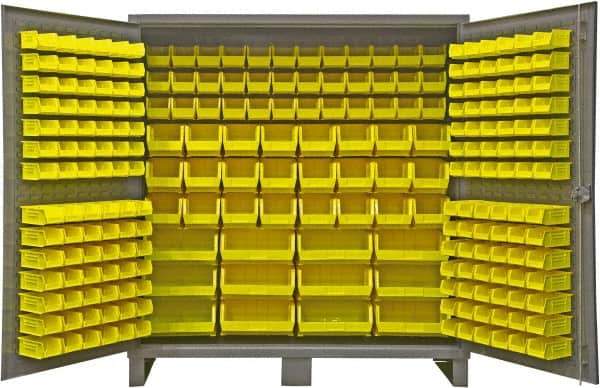 Durham - 240 Bin Storage Cabinet - Steel, 72" Wide x 24" Deep x 78" High, Gray - Exact Tool & Supply