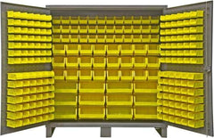 Durham - 240 Bin Storage Cabinet - Steel, 72" Wide x 24" Deep x 78" High, Gray - Exact Tool & Supply