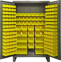 Durham - 162 Bin Storage Cabinet - Steel, 48" Wide x 24" Deep x 78" High, Gray - Exact Tool & Supply