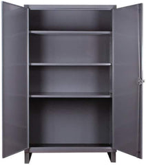 Durham - 3 Shelf Locking Storage Cabinet - Steel, 60" Wide x 24" Deep x 66" High, Gray - Exact Tool & Supply