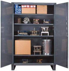 Durham - 4 Shelf Locking Storage Cabinet - Steel, 72" Wide x 24" Deep x 78" High, Gray - Exact Tool & Supply