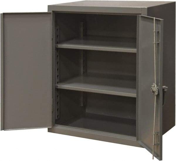 Durham - 2 Shelf Locking Storage Cabinet - Steel, 48" Wide x 24" Deep x 42" High, Gray - Exact Tool & Supply
