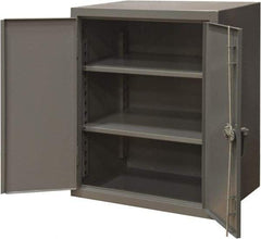 Durham - 2 Shelf Locking Storage Cabinet - Steel, 48" Wide x 24" Deep x 42" High, Gray - Exact Tool & Supply