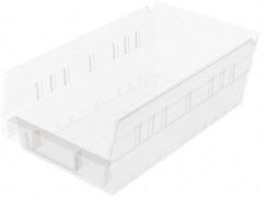 Akro-Mils - 11-5/8" Deep, Clear Hopper Shelf Bin - 4" High x 6-5/8" Wide x 11-5/8" Long - Exact Tool & Supply