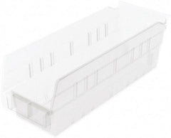 Akro-Mils - 11-5/8" Deep, Clear Hopper Shelf Bin - 4" High x 4-1/8" Wide x 11-5/8" Long - Exact Tool & Supply