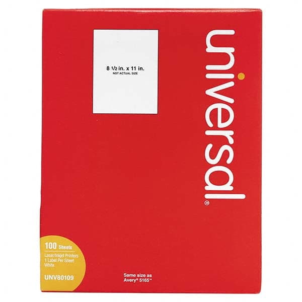UNIVERSAL - Labels, Ribbons & Tapes Type: Laser Labels Color: White - Exact Tool & Supply